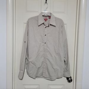 Men's haggar L slim fit dress shirt 55% cotton 45% polyester